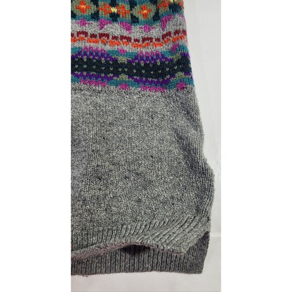 Chaps Fair Isle Sweater XL Cotton Blend Vintage Gray Crew Neck Womens Size 1X - Picture 7 of 15